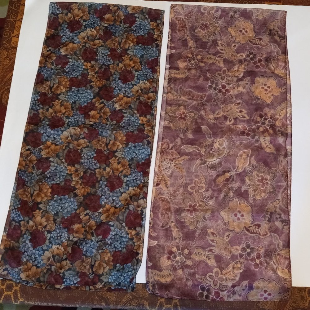 Collection of five women's scarves